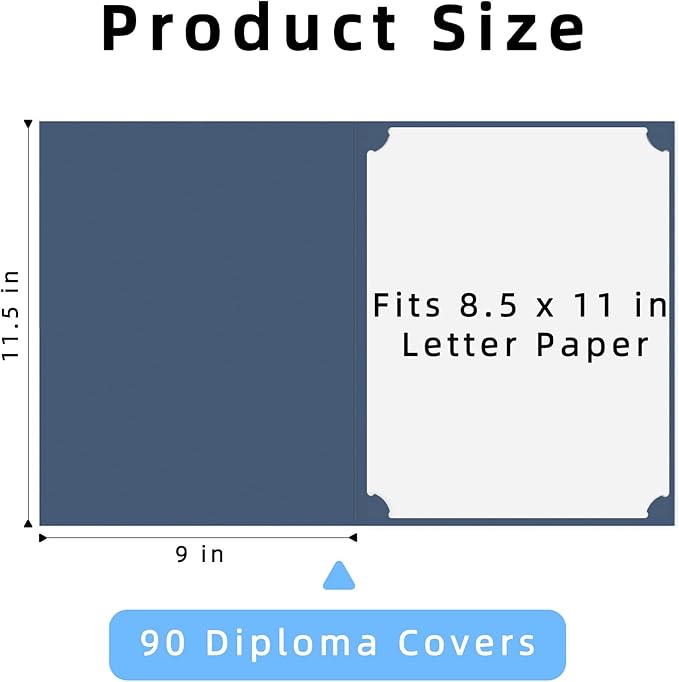 HAUTOCO 90 Pack Certificate Holders, Navy Blue Diploma Holders, Document Award Covers Certificate Folders with Gold Foil Border for 8.5x11 Letter Size