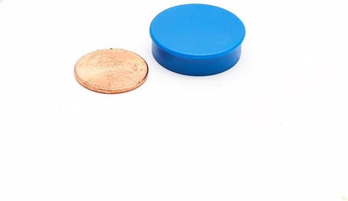 Bullseye Office 24 Round Blue Fridge Magnets, Button Shaped, Small Colorful Magnetic Discs for Kitchen, Cabinet or Classroom, Perfect Whiteboard Supplies for Teachers (Blue)