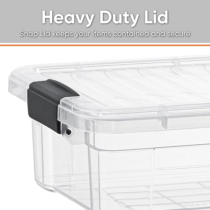 Superio Storage Bins with Lids- 4 Pack, 4.5 Qt Clear Boxes for Organizing, Stackable Plastic Containers- BPA Free, Non-Toxic, Odor Free, Organizer for Home, Office, Dorm