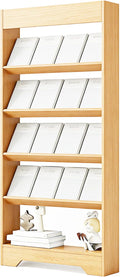LHIUGE 5-Layer Brochure Display Rack,Freestanding Wooden Magazine Rack,Standing Literature Display Rack Brochure Holder for Home, Office, Retail Display