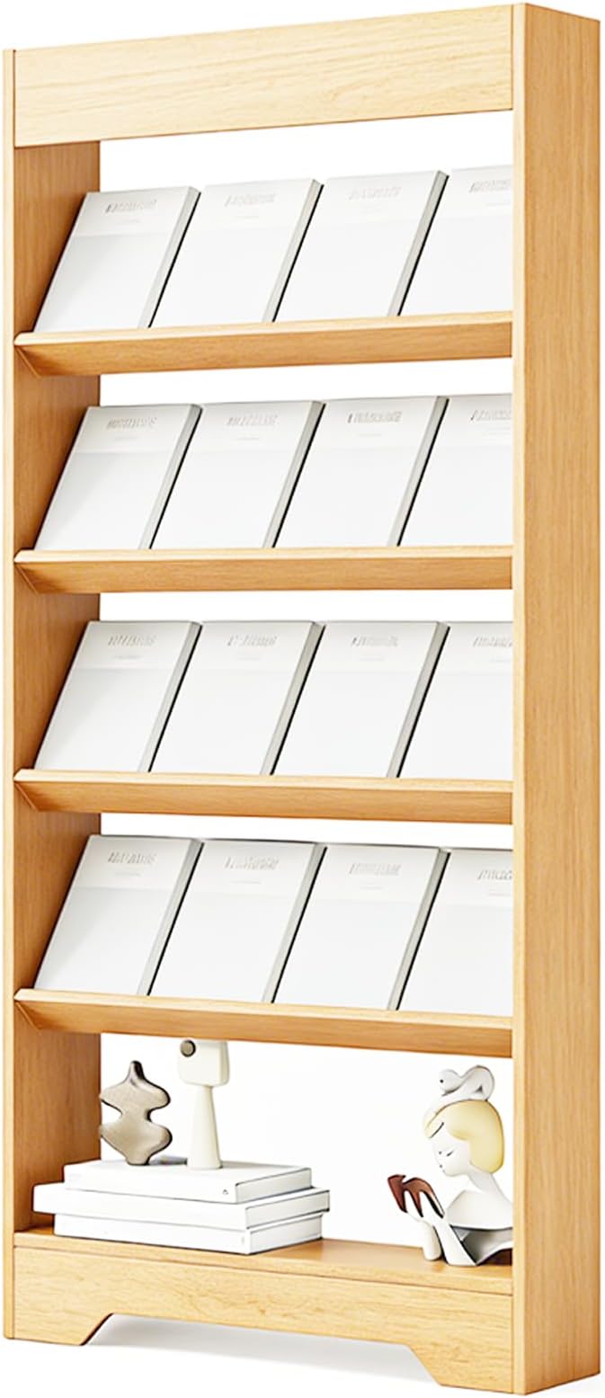 LHIUGE 5-Layer Brochure Display Rack,Freestanding Wooden Magazine Rack,Standing Literature Display Rack Brochure Holder for Home, Office, Retail Display
