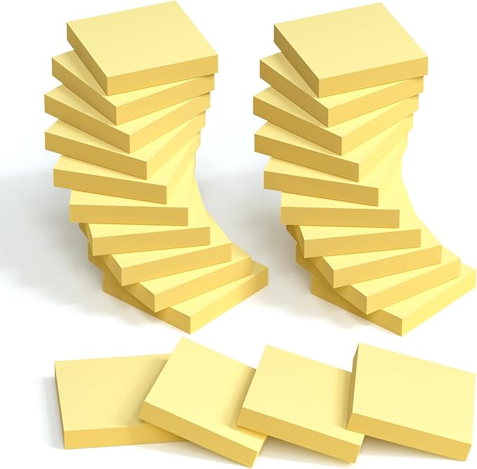 (2400pcs) Yellow Sticky Notes Mini,2 x 2in Small Sticky Notes,24 Pack Notes Pads Memo Pads,100 Sheets/Pad Strong Self-Adhesive Notes Easy to Post for Home, Office, School, Clean Removal