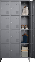 SUPEER Metal Lockers for Employees with 12 Door and 12 Hooks,Metal Storage Locker with Lock for School Office Gym Bedroom,Assembly Required,Dark Grey