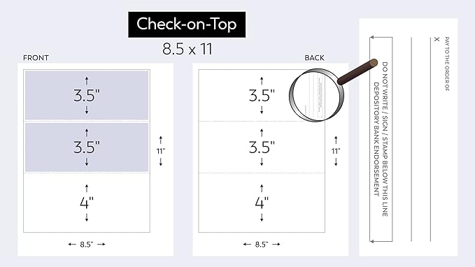 Compuchecks Check on Top Blank Check Paper - 100 Pack, Quick-Books & Laser Printer Compatible - Security Business Checks with Voucher - 8.5" x 11" Brown Diamond