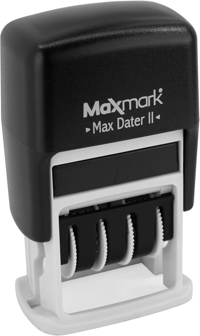 MaxMark Self-Inking Rubber Date Office Stamp with E-MAILED Phrase Blue Ink & Date RED Ink (Max Dater II), 12-Year Band