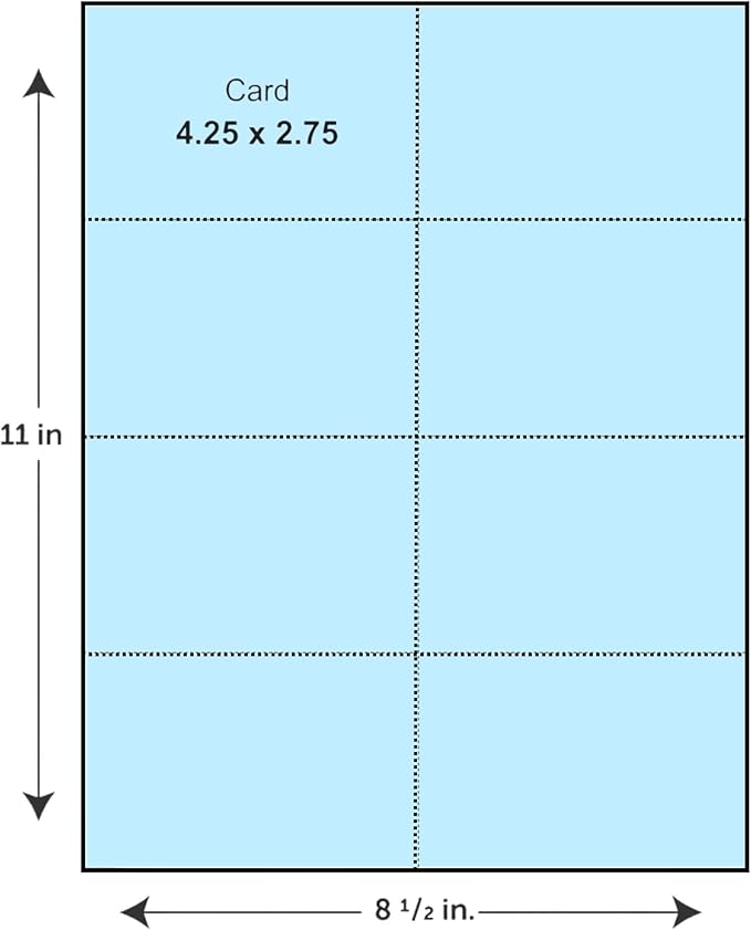 Limited Papers (TM) 8.5x11 Perforated Paper, 20/50 Pound, 75 GSM, Variety of Perforation Sizes and Colors, for Forms, Tickets, Postcards, Business Cards. (Green, 8 up)