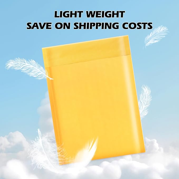 Ctarsthome 52Pack Yellow 6x10inch Kraft Bubble Mailers Small Business Mailing Packages Self-Sealing Paper Envelopes, Mailer Shipping Padded Envelopes with Strong Adhesion for Jewelry Makeup Supplies