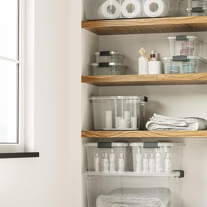 Superio Storage Bins with Lids, Clear Plastic Containers for Organizing, Stackable Totes, BPA Free, Odor Free, Organizer Boxes for Home, and Dorm (2 Pack, 22.75 Qt)
