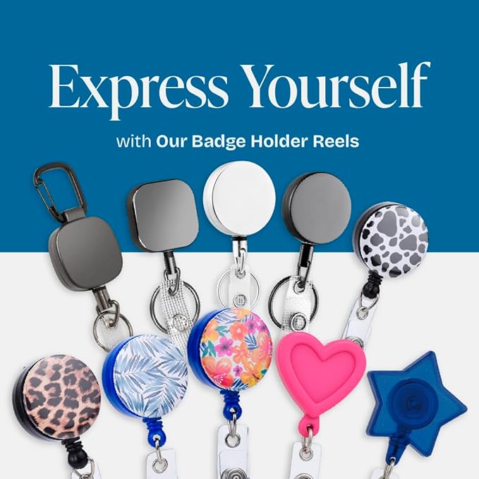 Will Well ID Badge Holder Reel with Clip and Keyring - Heavy-Duty All-Metal Casing with 24.4" UHMWPE Fiber Pull Cord for Easy Access, Holds up to 8 Keys - 2-Pack, Small Round, Glossy Black