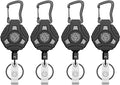 4 Pack Retractable Keychain Heavy Duty, Badge Reels Retractable, Tactical ID Badge Holder with Upgraded Zinc Alloy Carabiner, 31.5'' Coated Steel Cord, Bearing 8.0 oz