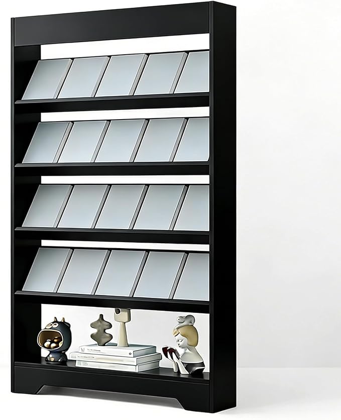 LHIUGE 5-Layer Brochure Display Rack,Freestanding Wooden Magazine Rack,Standing Literature Display Rack Brochure Holder for Home, Office, Retail Display
