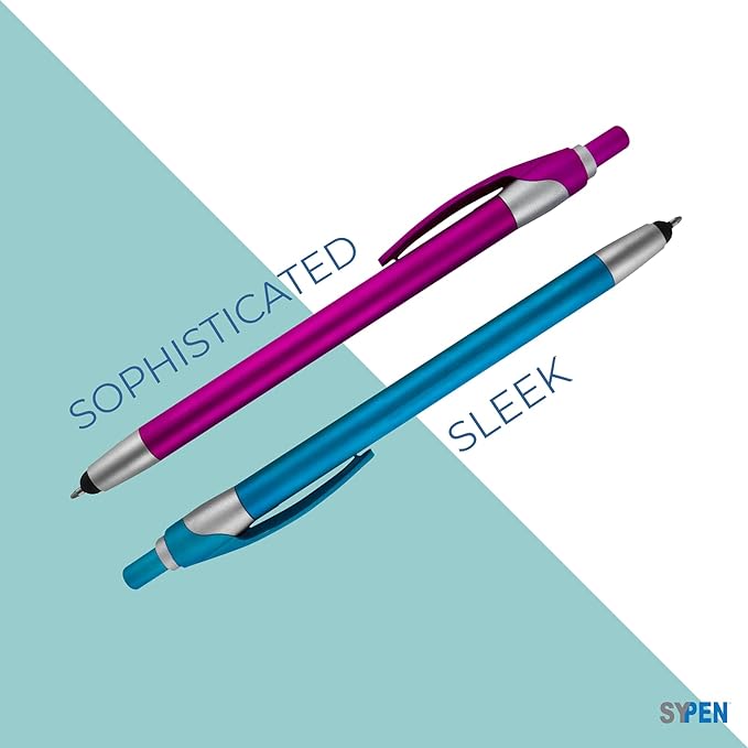 Personalized with Your Custom Logo or Text Pens-Pack of 450- for Marketing, Parties, and Events, 2 in 1 Capacitive Stylus & Ballpoint Pen Compatible with Touchscreen Devices, Black Ink, Teal Pens