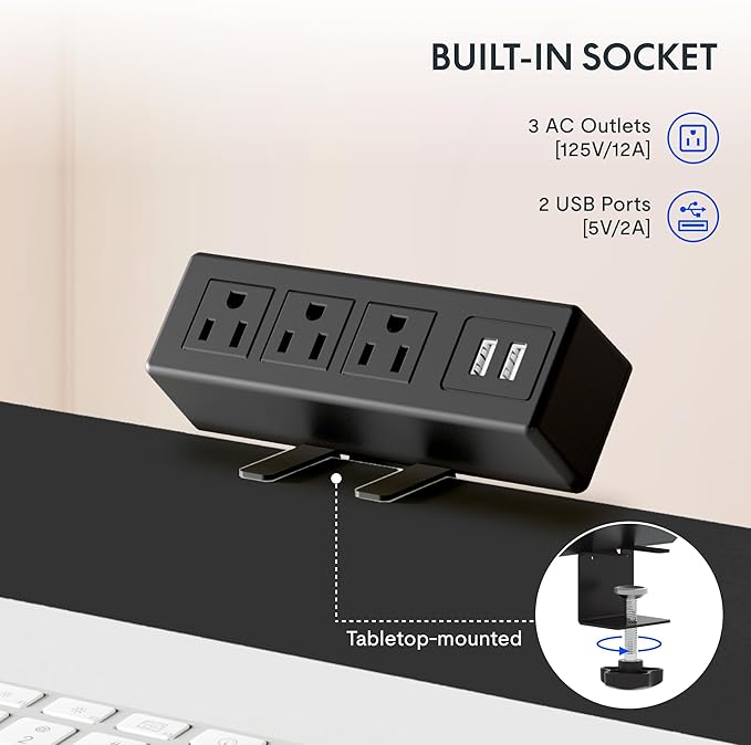 FLEXISPOT EN2 Whole-Piece Standing Desk with Clamp Power Strip, 48 x 30 Electric Stand Up Height Adjustable Desk with Cable Management (Gray Frame + 48" Black Walnut Desktop, 2 Packages)