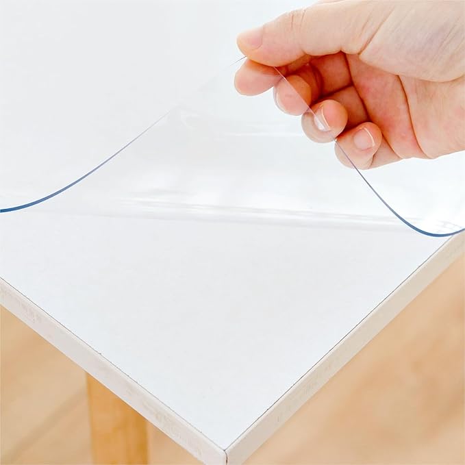 Eisdroma 24 x 60 Inch Clear Table Cover Protector, Clear Table Protector for Dining Room Table, 1.5mm Plastic Table Cover, Waterproof Table Pad for Kitchen, Office