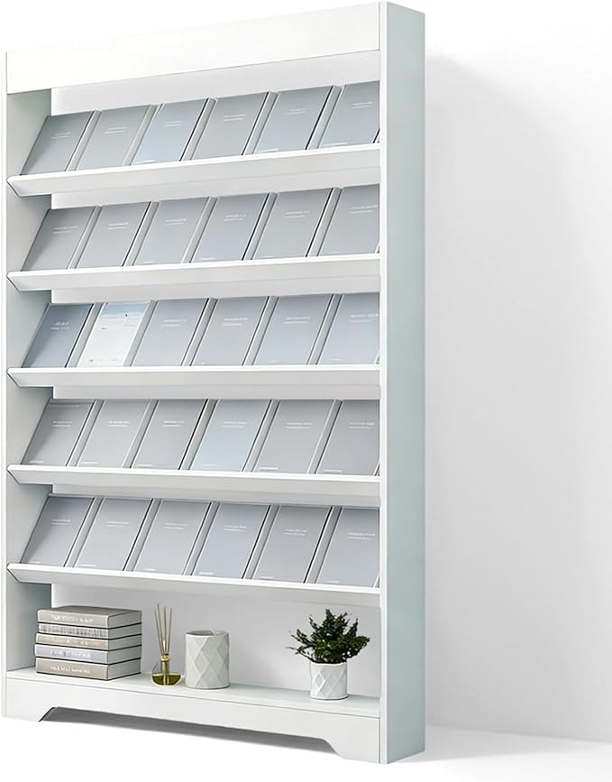 LHIUGE 6-Layer Brochure Display Rack,Freestanding Wooden Magazine Rack,Standing Literature Display Rack Brochure Holder for Home, Office, Retail Display