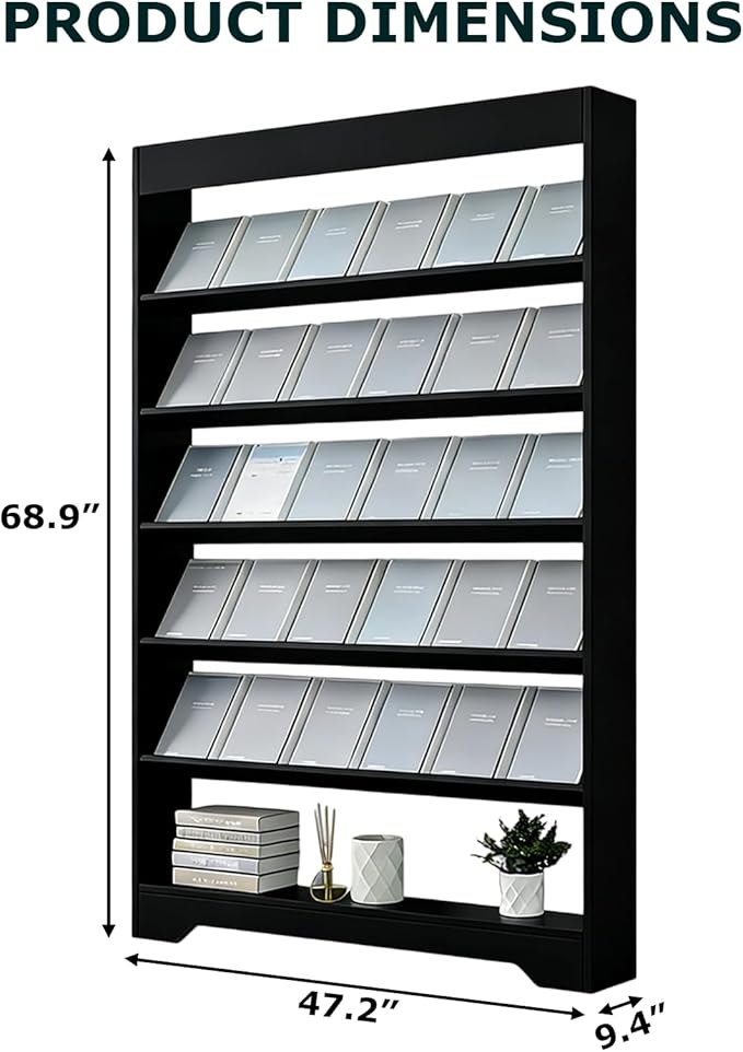 LHIUGE 6-Layer Brochure Display Rack,Freestanding Wooden Magazine Rack,Standing Literature Display Rack Brochure Holder for Home, Office, Retail Display