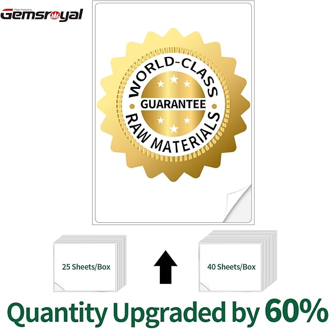 Gemsroyal 3-1/3”×4” Address Labels Printable,3-1/3×4 Matte White Shipping Label Stickers for Laser/Inkjet Printer,Large Moving Sticker Paper,40 Sheets,240 Blank Labels in Total