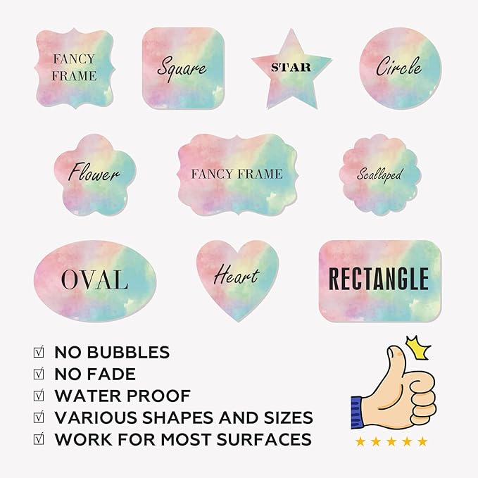 AHEADGOODS Custom Stickers - Personalized Labels, Customized Stickers with Any Design Image Logo Text, 100 Square Watercolor Floral Vinyl Stickers, Waterproof, Outdoor Use