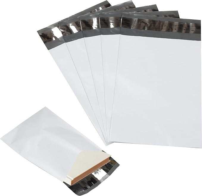 100 Pack Secure Seal White Poly Mailers - 12x15.5 Safe Shipping Bags - E-Commerce Self Sealing 2 Mil Poly Envelopes