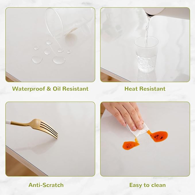 Eisdroma 44 x 96 Inch Clear Table Cover Protector, Clear Table Protector for Dining Room Table, 1.5mm Plastic Table Cover, Waterproof Table Pad for Kitchen, Office