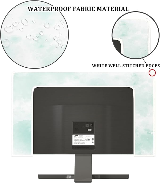 Baocicco Abstract Watercolor Waterproof TV Display Screen Cover 80 Inch Cyan Marble Dip Dyeing Dust Proof TV Covers for Television Screen Anti-Static Dustproof Protective，Mint Green