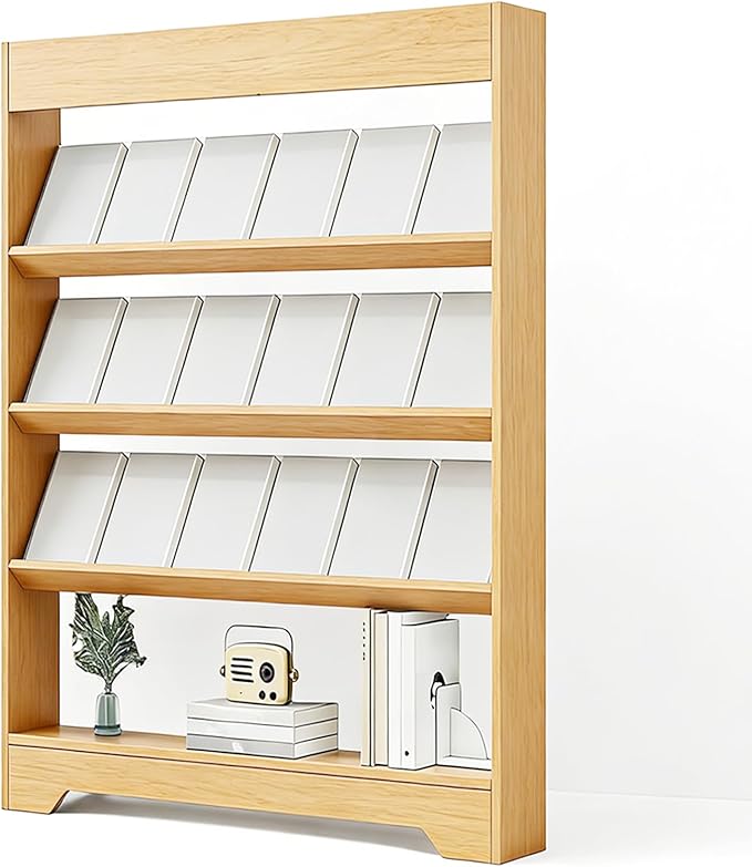 LHIUGE 4-Layer Brochure Display Rack,Freestanding Wooden Magazine Rack,Standing Literature Display Rack Brochure Holder for Home, Office, Retail Display