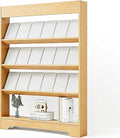 LHIUGE 4-Layer Brochure Display Rack,Freestanding Wooden Magazine Rack,Standing Literature Display Rack Brochure Holder for Home, Office, Retail Display