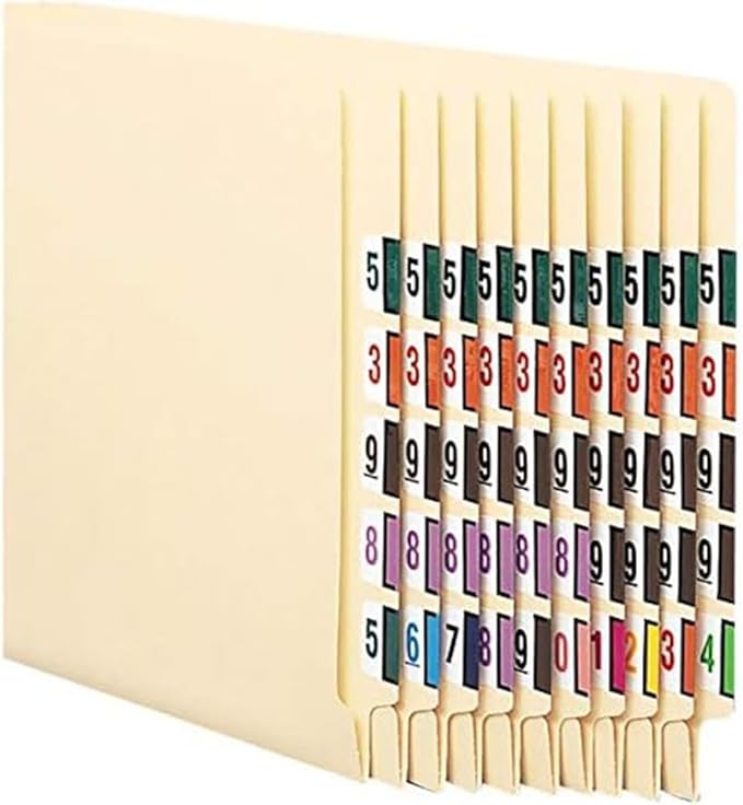 File Right Number Labels Roll – Color-Coded Numeric Filing Labels, 1-5/8" × 7/8" Laminated Self-Adhesive File Folder Numbers for, Office Filing Systems, Automotive Records – Roll #1, 4 Roll