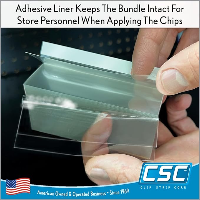 Price Data Channel Label Holder Chips, Clear Plastic Tags, 2.75" L x 1.25" H, 10 Mil Thick, Gondola Shelf Edge, Reusable, Made for Point of Purchase Shelf Molding by Clip Strip Corp.
