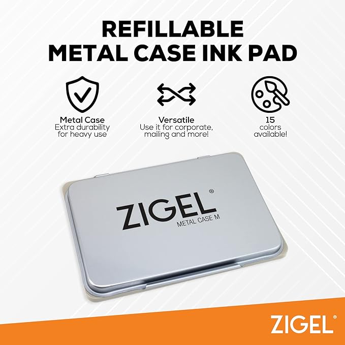 2 Pack Metal Case Stamp Pad Medium Size, Black Color - Size: 3" x 4" - Choose from 15 Ink Colors