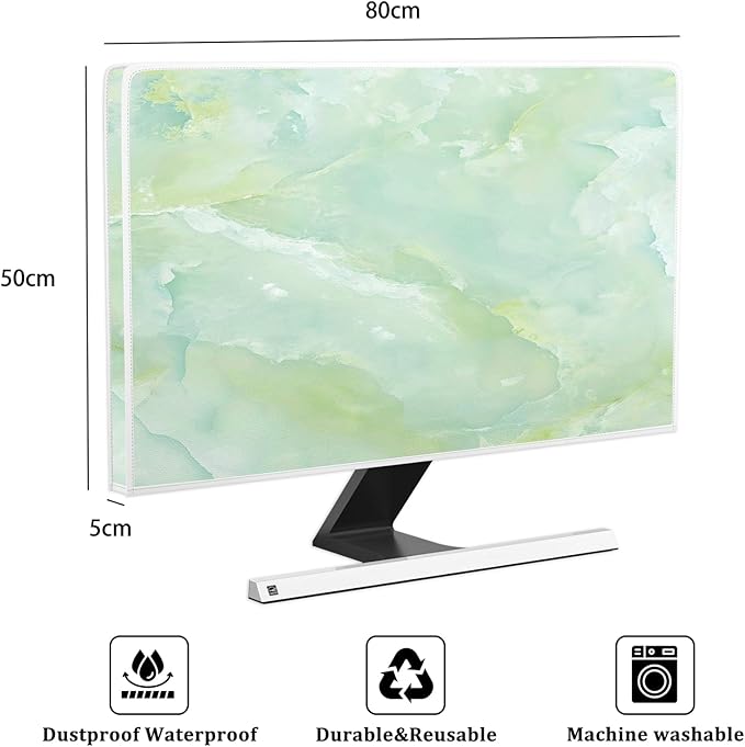 Baocicco Sage Green Marble Waterproof 32 Inch Anti-Static Dustproof LCD/LED/HD Abstract Creative Desige Television Accessories Laptop TV LCD Screen Texture TV Decoration for Tablet