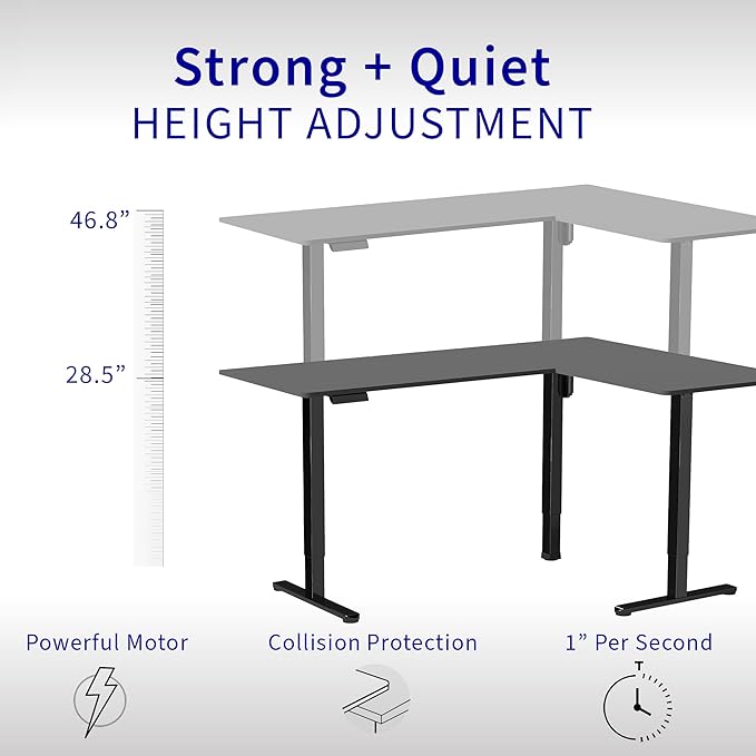 VIVO Electric Corner 63 x 55 inch L-Shaped Standing Desk, Memory Height Adjustment, White Top White Frame, DESK-E3CTW