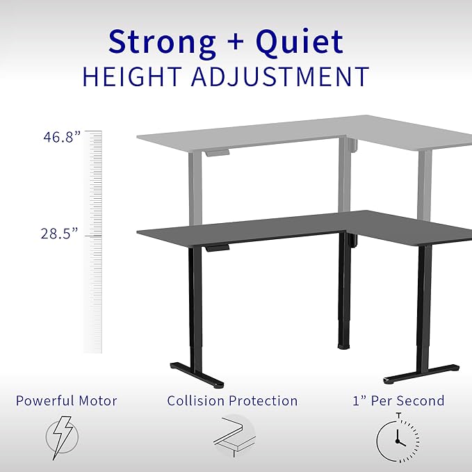 VIVO Electric Corner 84 x 63 inch L-Shaped Standing Desk, Memory Height Adjustment, Light Wood Top White Frame, DESK-E3CTWC-84
