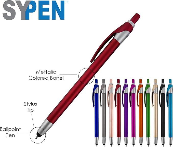 Personalized with Your Custom Logo or Text Pens-Pack of 450- for Marketing, Parties, and Events, 2 in 1 Capacitive Stylus & Ballpoint Pen Compatible with Touchscreen Devices, Black Ink, Assorted