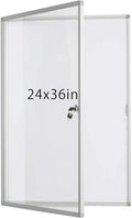 Lockable Dry Erase Board 36x24 Inches Enclosed Bulletin Boards White Board Frame Display Case,with Magnets,for School Message Notice Whiteboard (White Board)