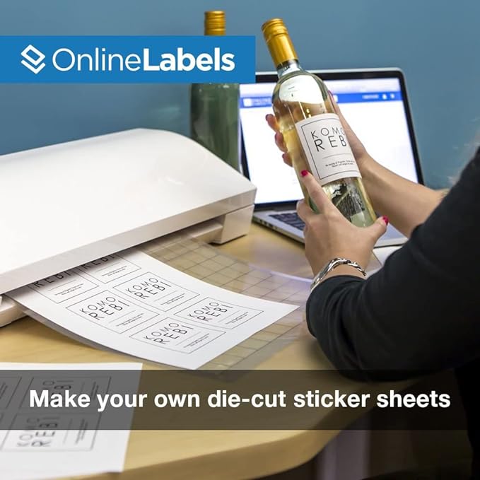Sticker Paper, 5,000 Sheets, White Matte, 8.5" x 11" Full Sheet Label, Works with Inkjet and Laser Printer, Compatible with Electronic Cutting Machines, OL177WX, OnlineLabels