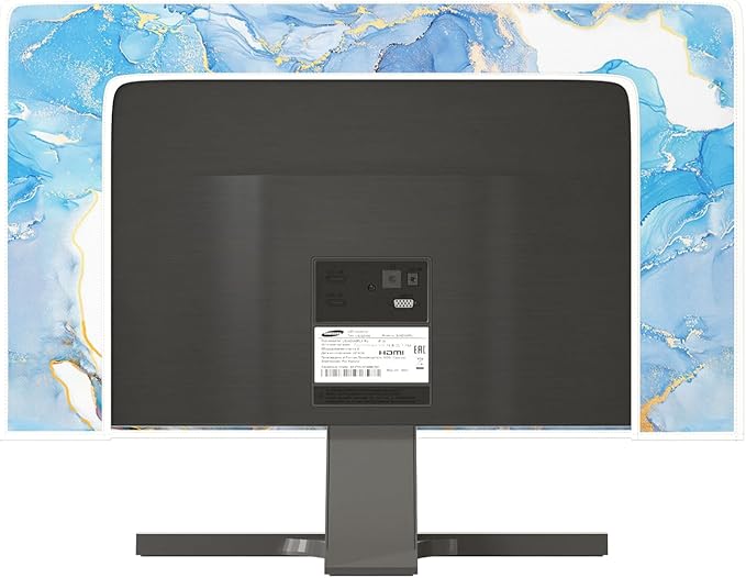 Baocicco Baby Blue Gold Marble Waterproof Screen TV Cover 70 Inch Modern Television Accessories TV LCD Fashion Weatherproof Screen TV Decorations for Tablet LED LCD OLED TVs