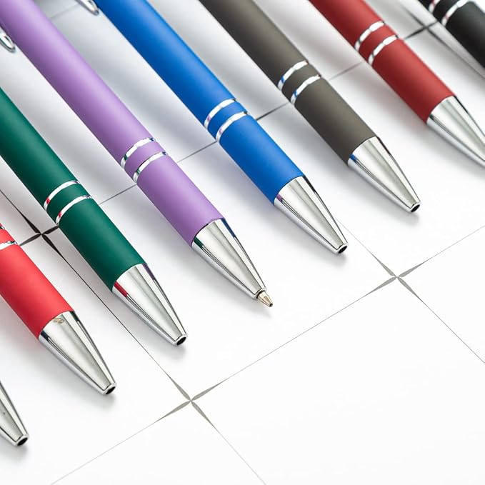 HEYZARDA Personalized Pens with Name Text Logo Custom Ballpoint Pen for Business Office Events with Stylus for Touchscreen 50 Pcs Red