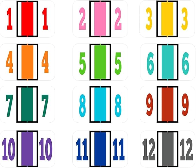 File Right Number Labels Roll – Color-Coded Numeric Filing Labels, 1-5/8" × 7/8" Laminated Self-Adhesive File Folder Numbers for, Office Filing Systems, Automotive Records – Roll #8, 3 Roll