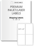 HOUSELABELS 4-up Shipping Labels (3-1/2" x 5") for Laser and Inkjet Printers, 2,000 Sheets