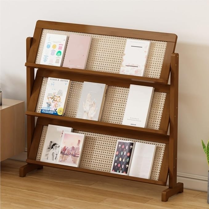 3-Tier Magazine Rack, Floor-Standing Magazine Holder, Bamboo Newspaper Stand, Brochure Display Stand, Book Shelf for Office, Study, Home, Furnishing(100cm-39.4in)