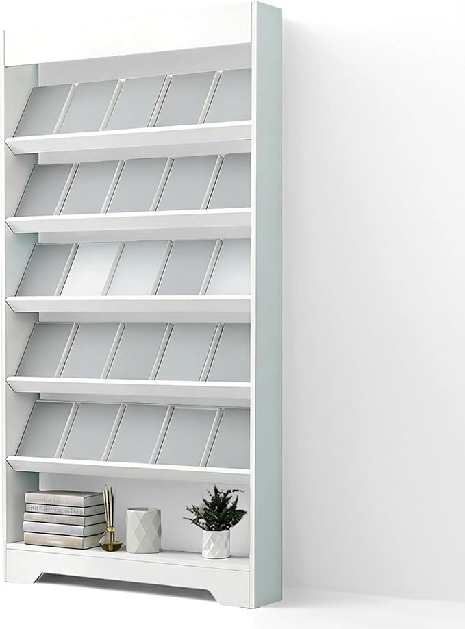 LHIUGE 6-Layer Brochure Display Rack,Freestanding Wooden Magazine Rack,Standing Literature Display Rack Brochure Holder for Home, Office, Retail Display