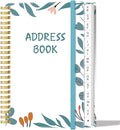 Address Book with Alphabetical Tabs - Small Address Book Spiral with Address Contacts, Special Date, Phone, Birthday & Internet Login Password for Home and Office, 4.3" x 6.2", Teal Leaf