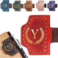 Personalized Mark Bookmark with Pen Holder, Leather Magnetic Book Marker 26 Letters,Custom Initials Page Marks, Gifts for Book Lovers Readers Men Women (Red, Y)