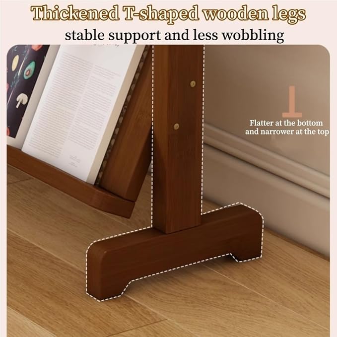 3-Tier Magazine Rack, Floor-Standing Magazine Holder, Bamboo Newspaper Stand, Brochure Display Stand, Book Shelf for Office, Study, Home, Furnishing(70cm-27.6in)