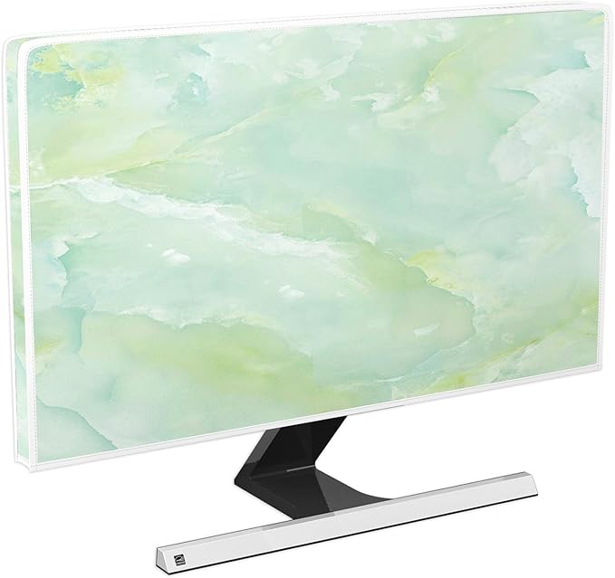 Baocicco Sage Green Marble Waterproof TV Dust Cover 80 Inch Anti-Static Dustproof Abstract Creative Desige Television Accessories TV LCD Screen Texture TV Decoration for Tablet