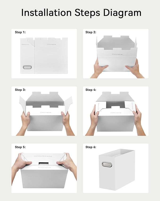 Oterri Cardboard File Organizer Box for Hanging File Folders Letter Size,File Box for Computer Desk,File Cabinet,Working Home,Office,Classroom (White, Letter Size - 4 Packs)