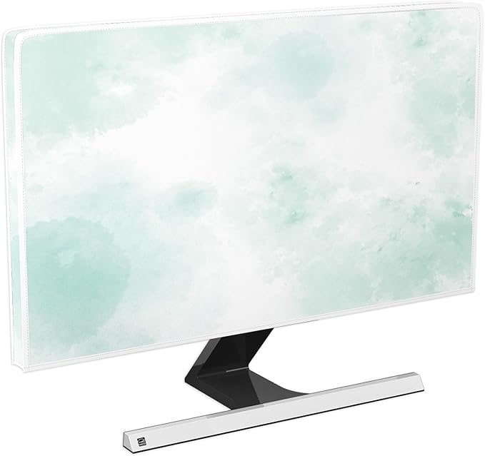 Baocicco Abstract Watercolor Waterproof TV Display Screen Cover 40, 41, 42, 43 Inch Cyan Marble Dip Dyeing Dust Proof TV Covers for Television Screen Anti-Static Dustproof Protective，Mint Green