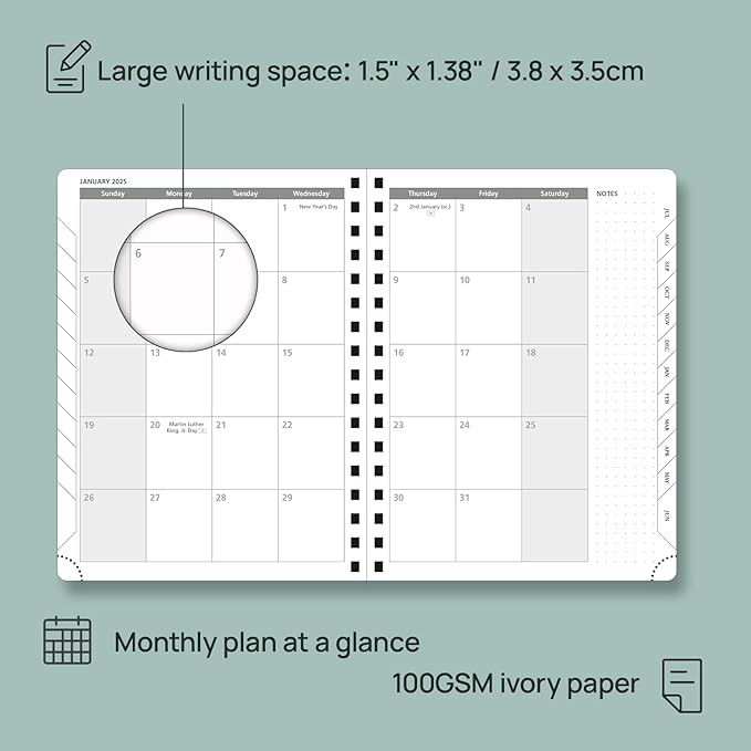 POPRUN Planner 2025-2026 (Medium - 6.5'' x 8.5'') Academic Weekly Calendar (July 2025 - June 2026) with Hourly Time Slots, Monthly Tabs, 100GSM Thick Papers, Spiral Leather Cover - Purple