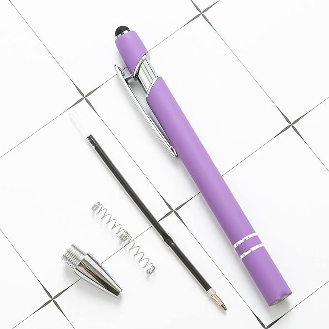 HEYZARDA Personalized Pens with Name Text Logo Custom Ballpoint Pen for Business Office Events with Stylus for Touchscreen 10 Pcs Peach